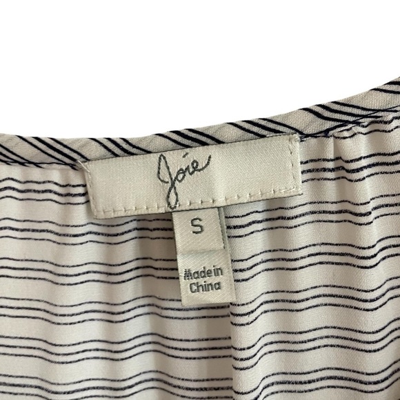 Joie Modine Striped Pintuck Blouse, 100% Silk, Navy & White, Size S - Picture 6 of 9